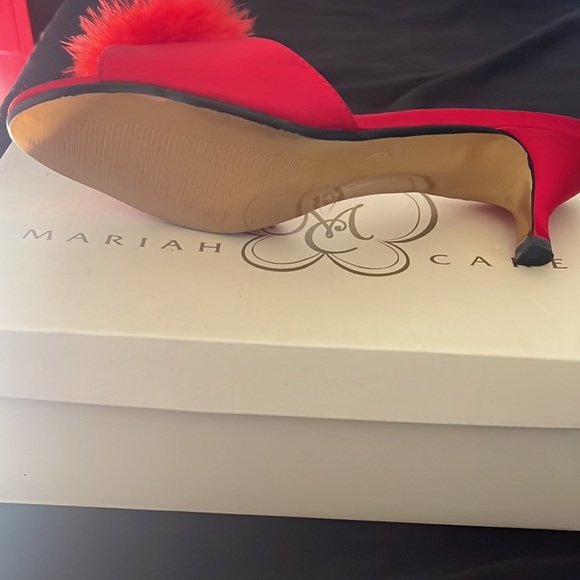 Never worn Mariah Carey satin kitten heels with box. Red. Size 7 1/2. - Picture 3 of 10
